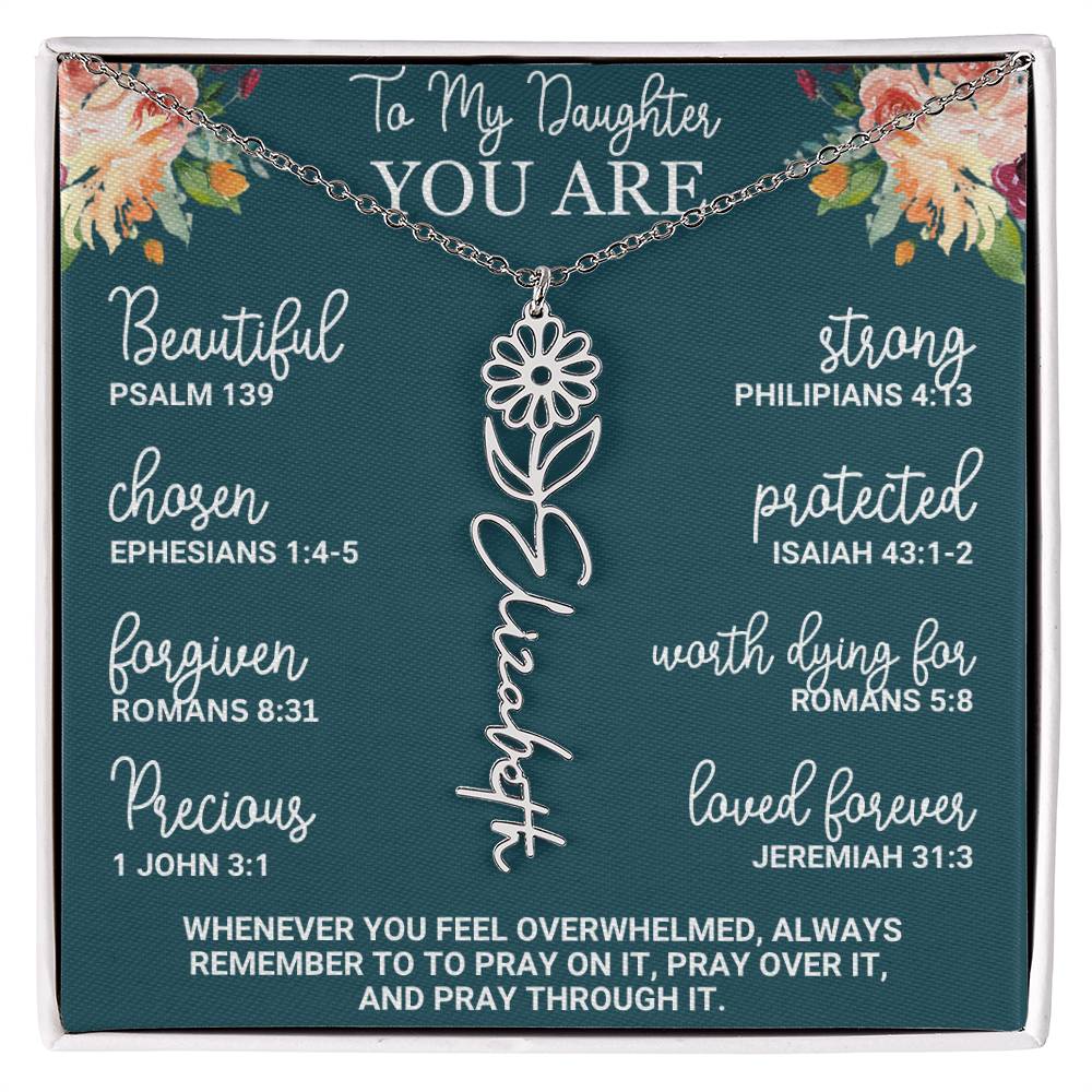 To My Daughter You Are Birth Flower Name Necklace Encouragement Gift
