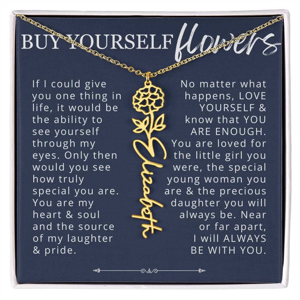 Floral Name Necklace Gift for Daughter from Dad