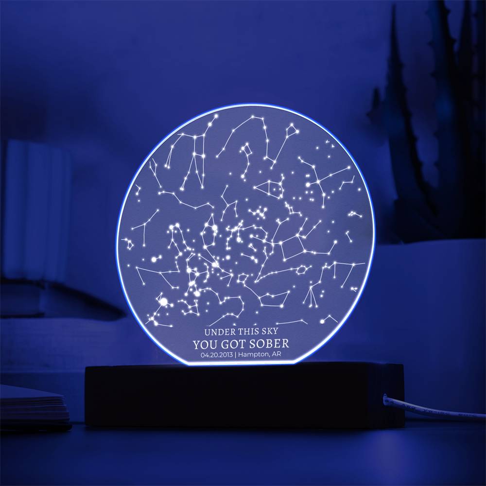 Personalized Sober Anniversary Gift Custom Star Map By Date