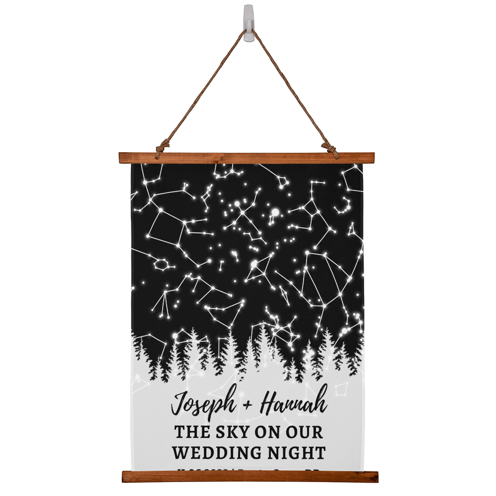 Custom Night Sky Print Rustic Wedding Gift Personalized Star Map By Date Forest Sky Print Custom Rustic Wedding Gift Under These Stars