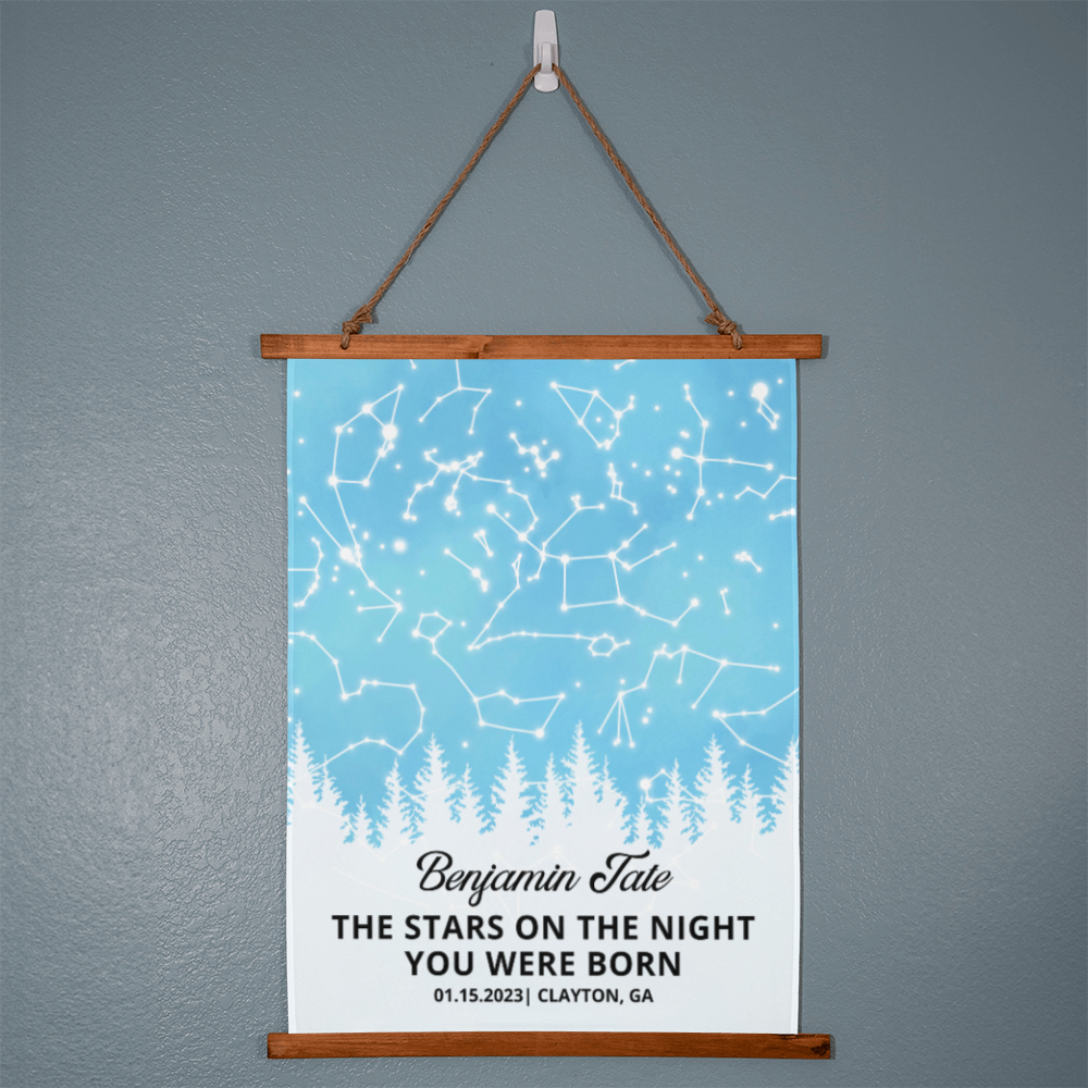 Personalized Birthday Star Map By Date, Customized Gift for Nursery, Girl, Daughter, Boy, Him, Baby Shower, Dad, Mom, Her, Birthday