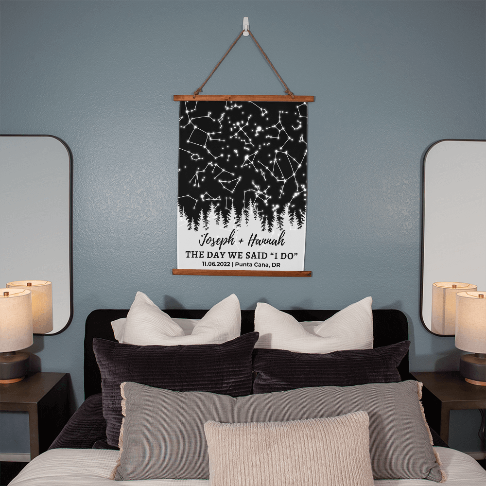 Custom Night Sky Print, Rustic Wedding Gift, Personalized Star Map By Date Forest Sky Print, Custom Rustic Wedding Gift, Under These Stars