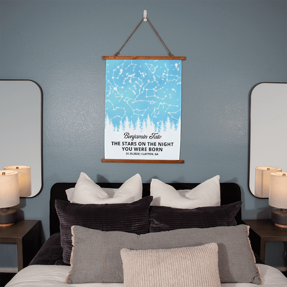 Personalized Birthday Star Map By Date, Customized Gift for Nursery, Girl, Daughter, Boy, Him, Baby Shower, Dad, Mom, Her, Birthday