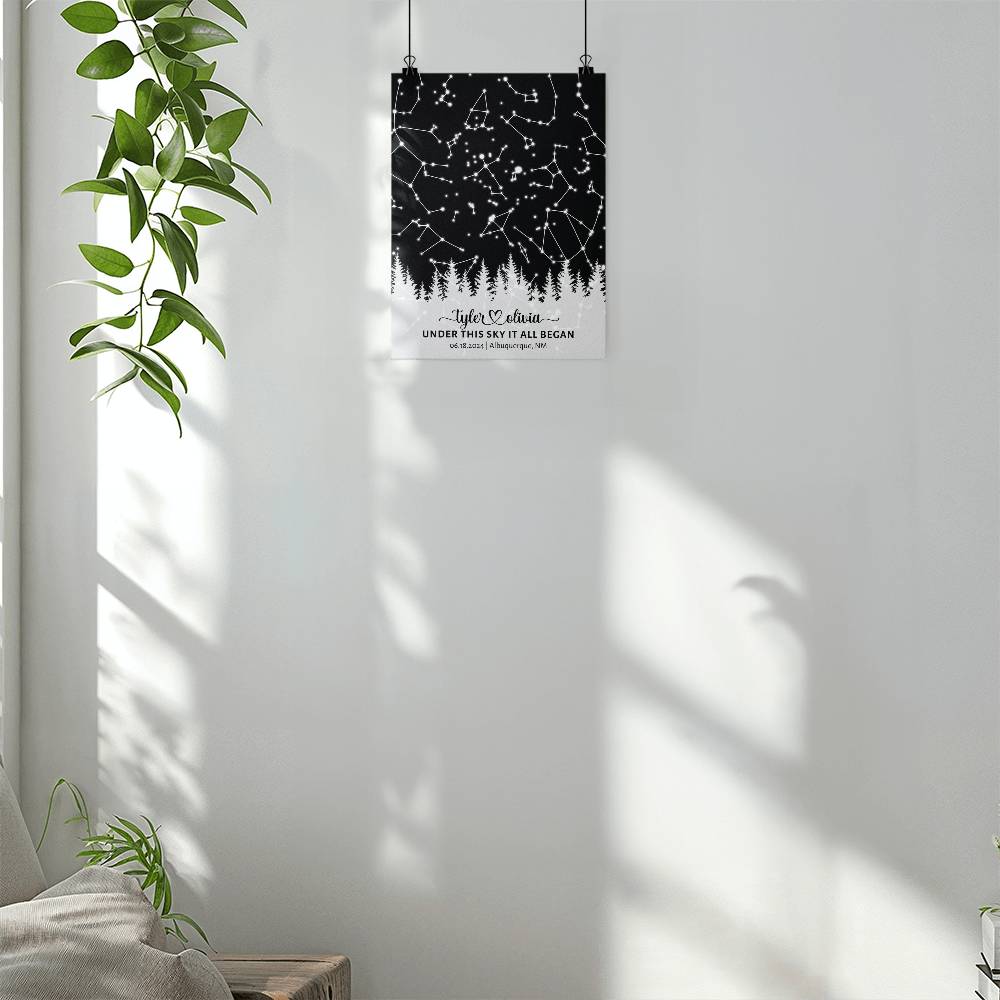 Custom Star Map By Date Print, Night We Met Anniversary Gift, Night Sky Print, Star Map Poster, Wedding Gift, Constellation Print, Personalised Gift