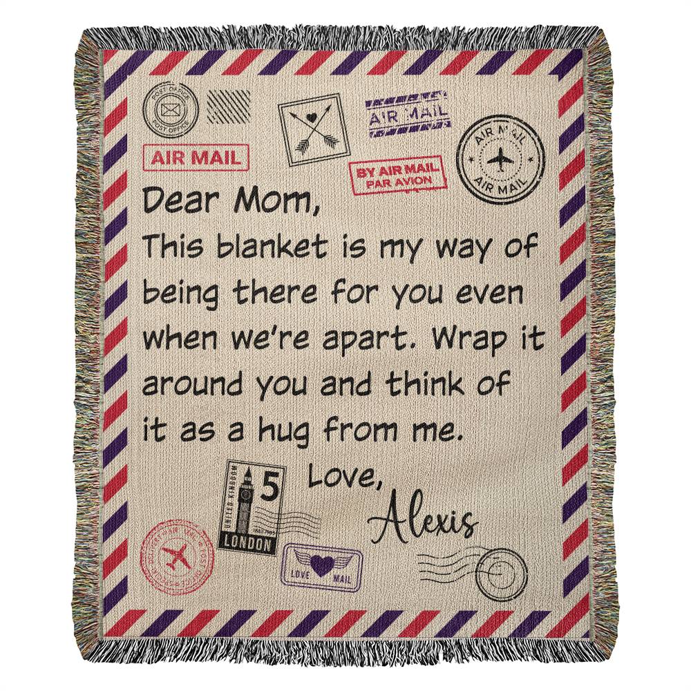 Personalized Mom Blanket | Custom Mom Gift for Mom from Daughter or Son, Christmas Gift, Birthday Gift, Mother's Day Gift Cotton Throw with Name