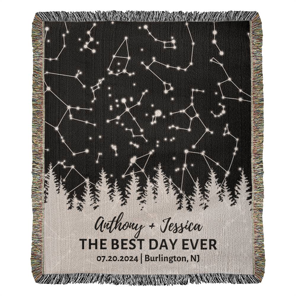 Wedding Date Keepsake Custom Star Map By Date Blanket Newlywed Gift Wedding Gift Idea Cotton Anniversary Gift for Him Her Husband Wife