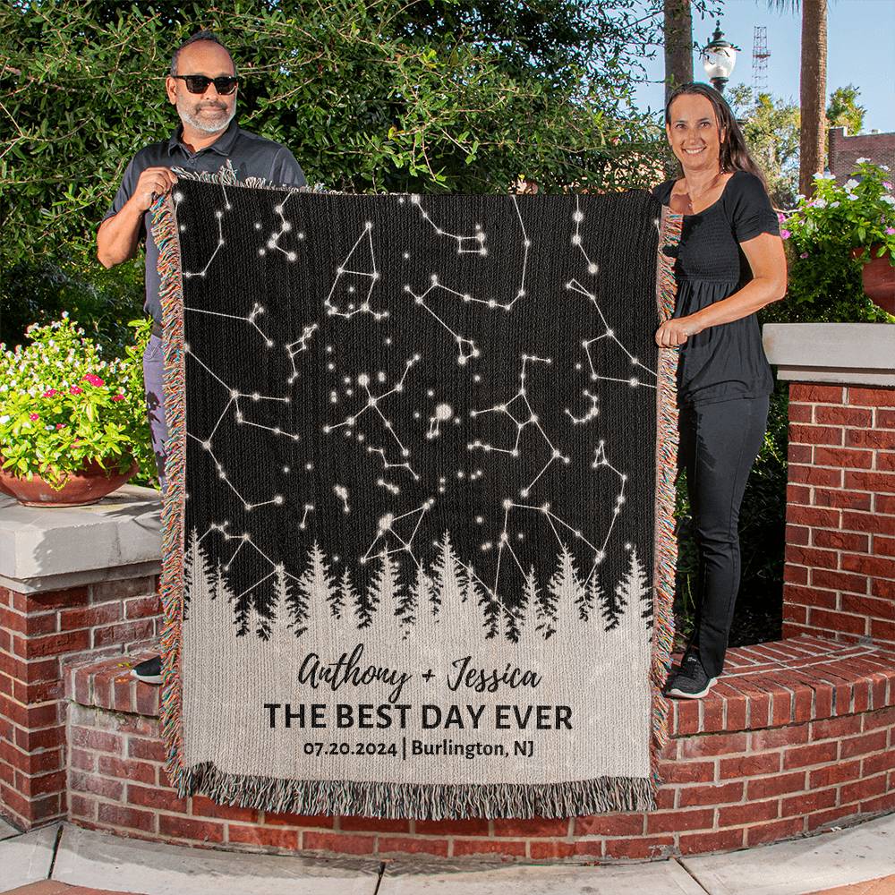 Wedding Date Keepsake Custom Star Map By Date Blanket Newlywed Gift Wedding Gift Idea Cotton Anniversary Gift for Him Her Husband Wife
