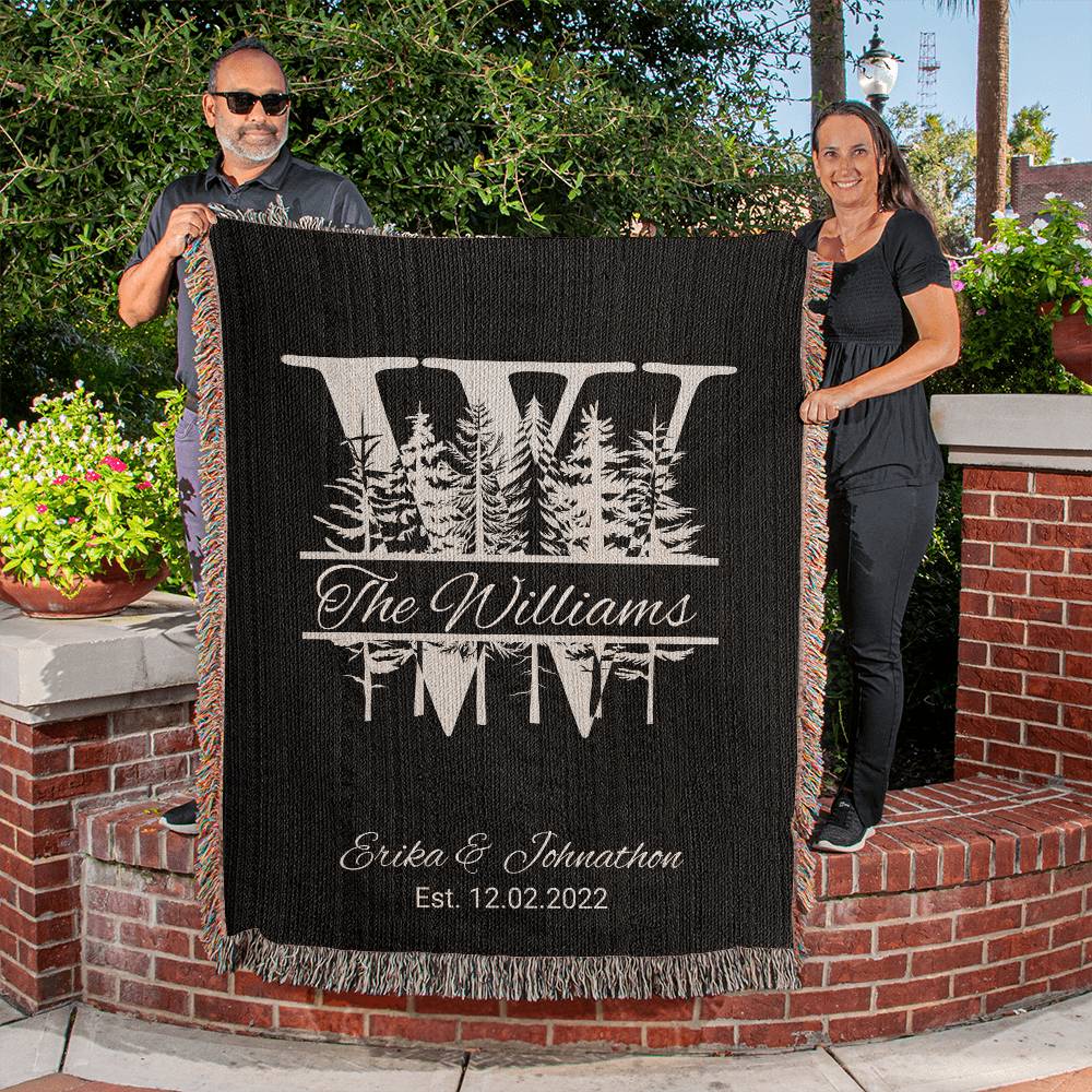 Personalized Throw Blanket, cotton anniversary gift for Wife or Husband, couples initials, second anniversary, 2nd anniversary