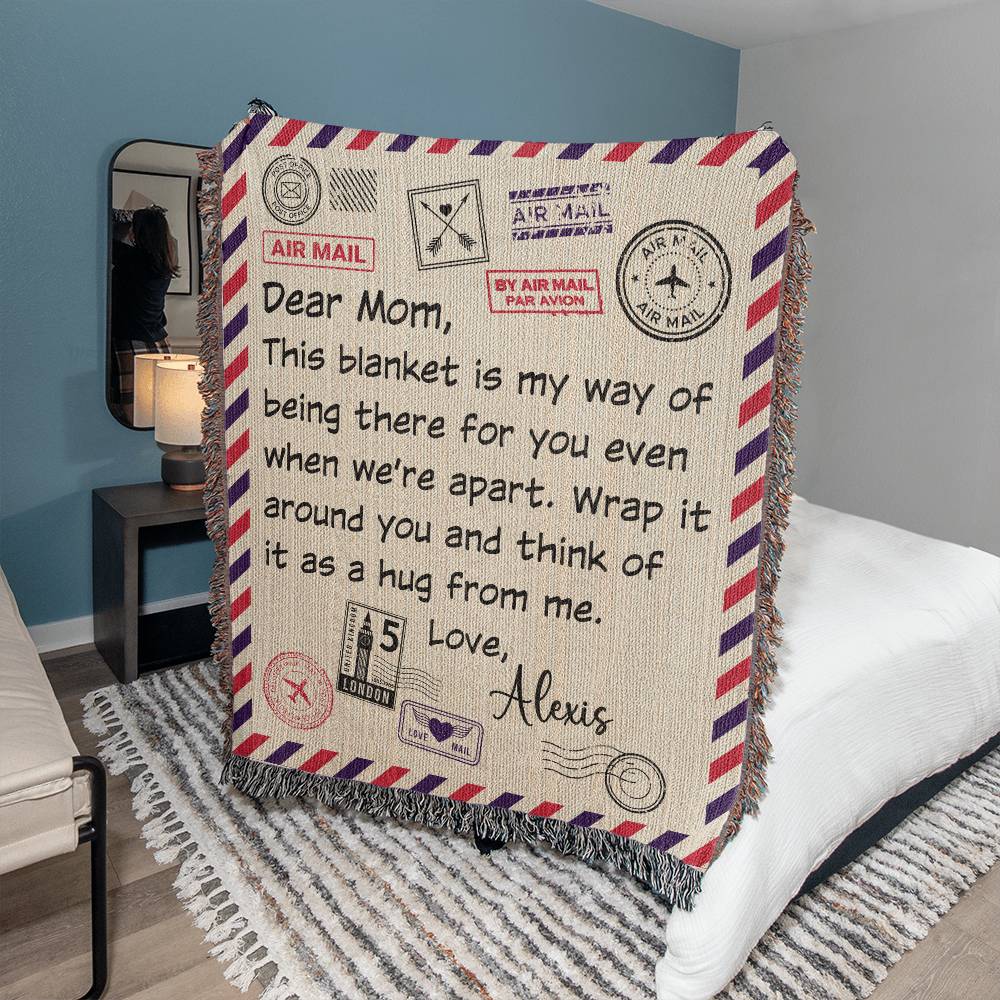 Personalized Mom Blanket | Custom Mom Gift for Mom from Daughter or Son, Christmas Gift, Birthday Gift, Mother's Day Gift Cotton Throw with Name