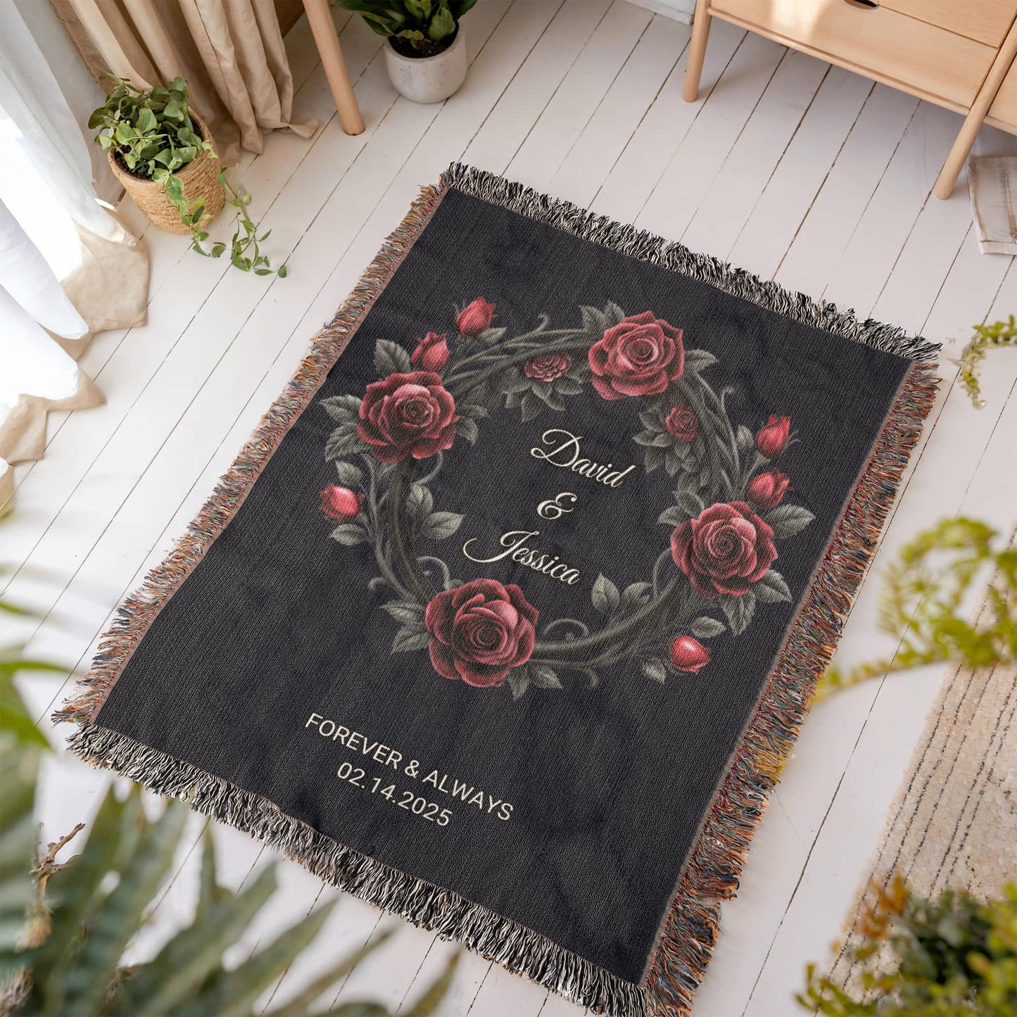 Personalized Wedding Tapestry, Personalized Last Name Gift Blanket Wedding Monogram Couple Keepsake Blanket Anniversary Mr And Mrs Initials