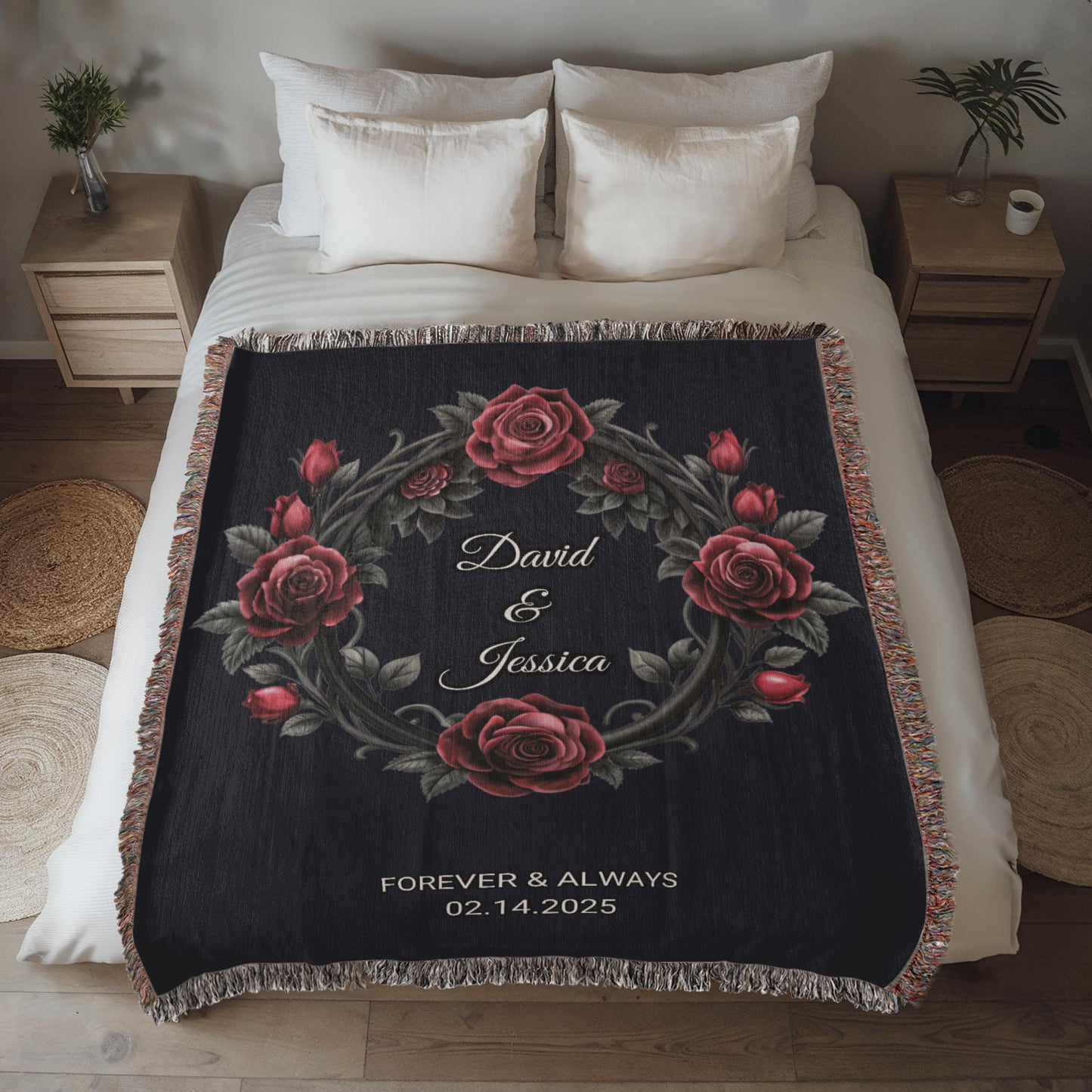 Personalized Wedding Tapestry, Personalized Last Name Gift Blanket Wedding Monogram Couple Keepsake Blanket Anniversary Mr And Mrs Initials