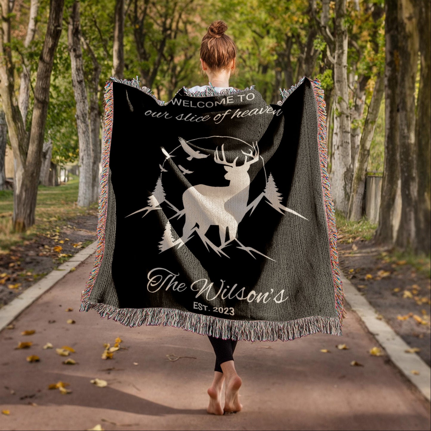 Personalized Outdoor Blanket for Him Romantic Valentine Gift Rustic Cabin Decor Mountain Anniversary Keepsake Hunter Gift for Boyfriend