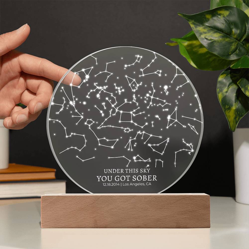 Sobriety Date Custom Star Map Sobriety Gift For Him For Her Recovery Gift Addiction Recovery 1 Year Sober Gift Sober Anniversary Gift Women