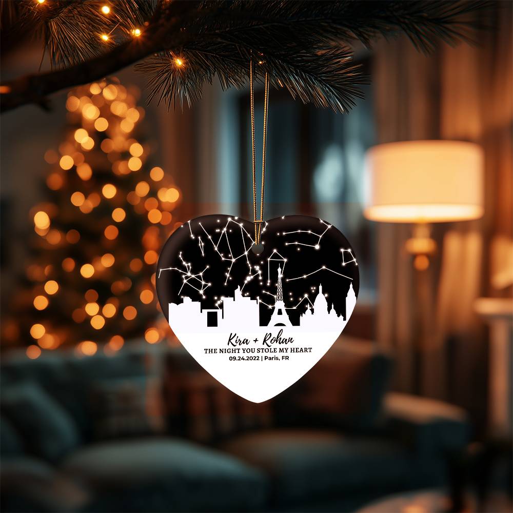 Custom City and Star Map By Date Ornament for Couple | Romantic Gift Stocking Filler Ideas For Men Women