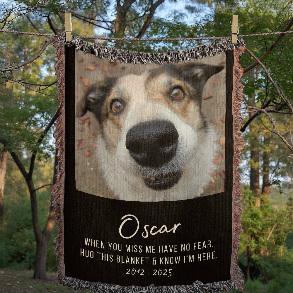 Custom Pet Memorial Photo Blanket, Dog Cat Wall Art, Pet Portrait From Photo, Pet Memorial Gift, Pet Lover Gift Remembrance Gift for Her Him