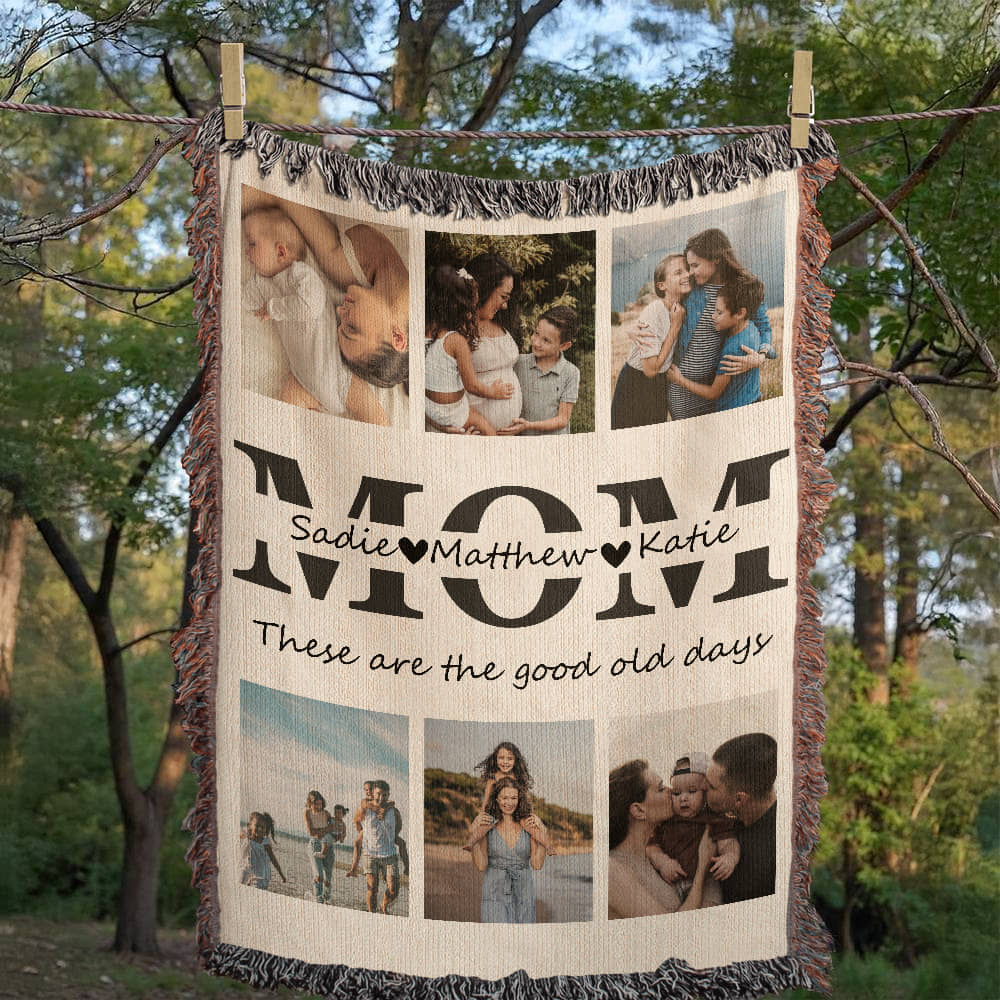 Custom Picture Collage Text Blanket Family Photo Memorial Throw Personalized Couple Mom Dad Grandma Daughter Birthday Christmas Keepsake