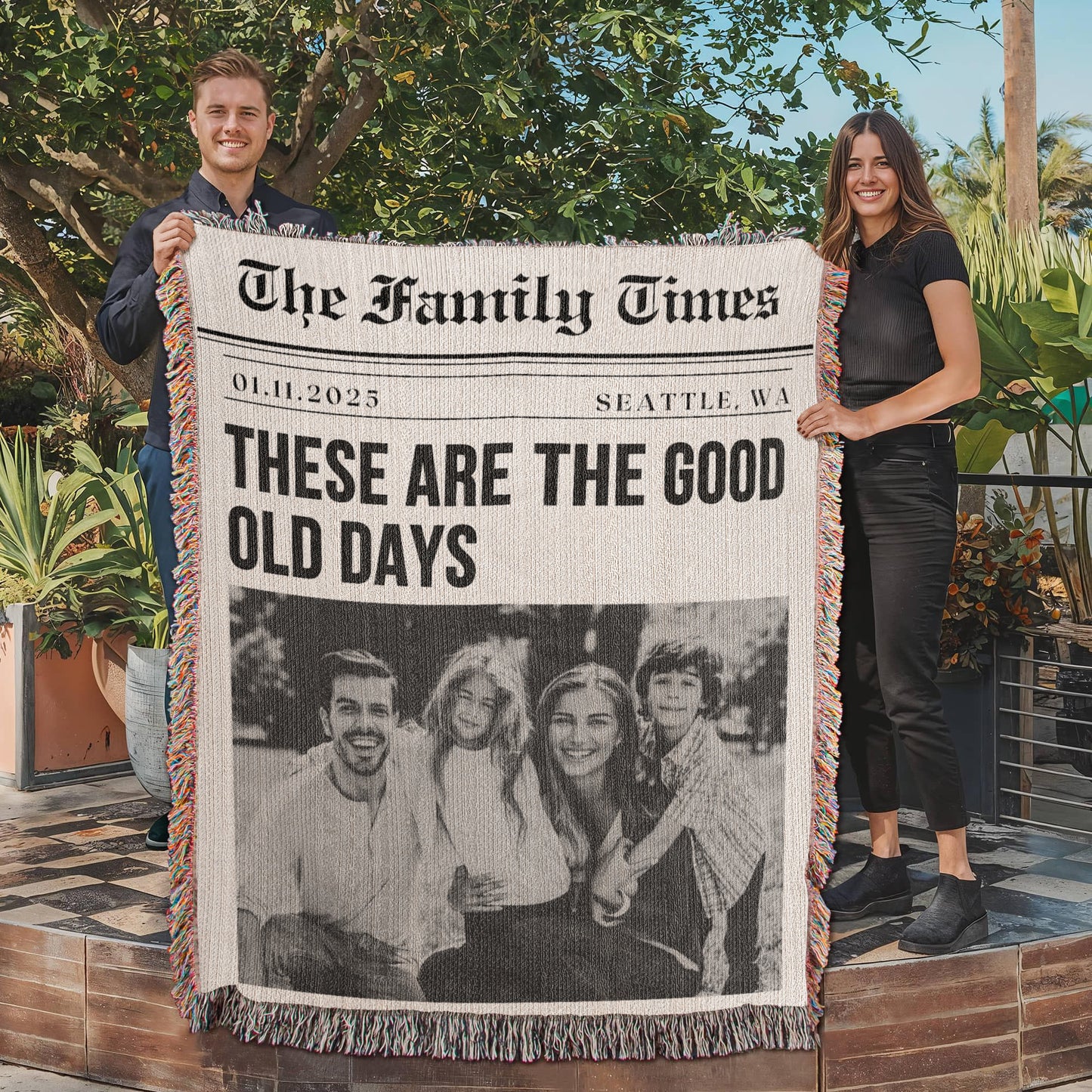 Personalized Family Photo Blanket – Custom Gift for Mother's Day, Father's Day, Anniversary Birthday Gift for Him or Her