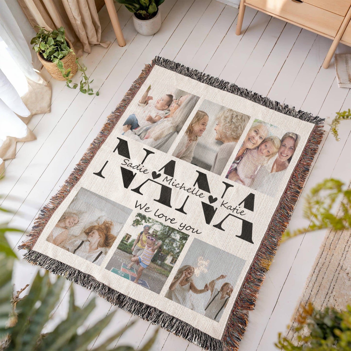 Personalized Nana or Grandma Gift Photo Blanket Birthday Gift for Grandma, Nana Gifts Mothers Day Gift, Mother's Day Gift for Nana Gift from Grandkids