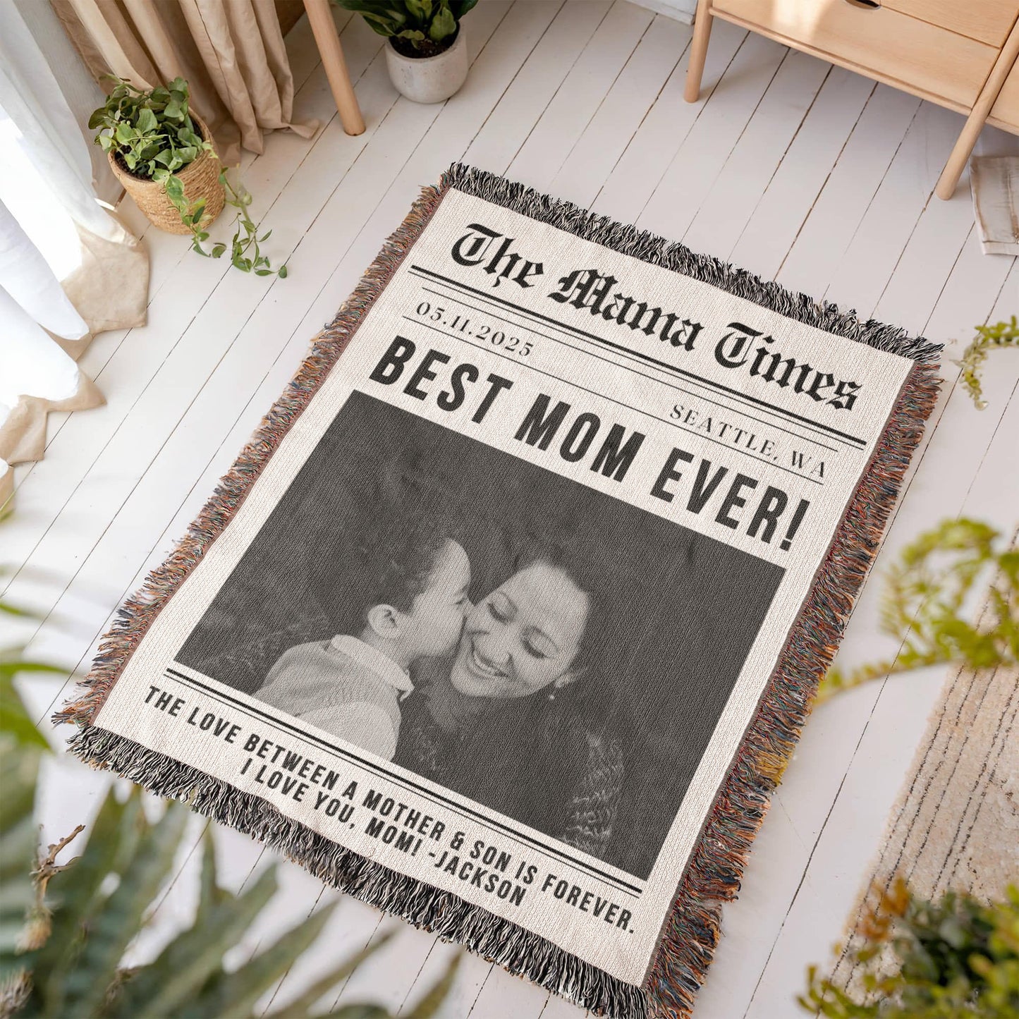 Photo Blanket Personalized Gift for Mom from Son, Mom Gift from Kids Appreciation Gift for Daughter In Law Mothers Day Gift Mother's Day Gift