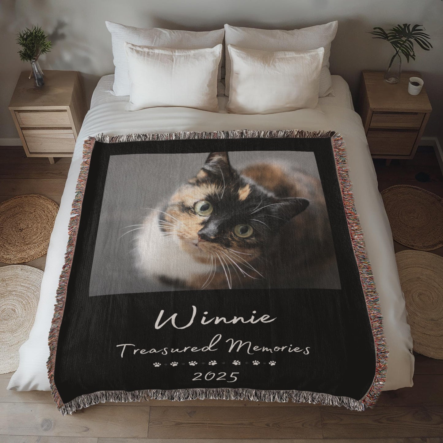 Unique Pet Keepsake Pet Memorial Photo Blanket, Personalized Home Decor Pet Memorial, Custom Gifts For Pets, Cat Mom Dog Mom Gift for Her