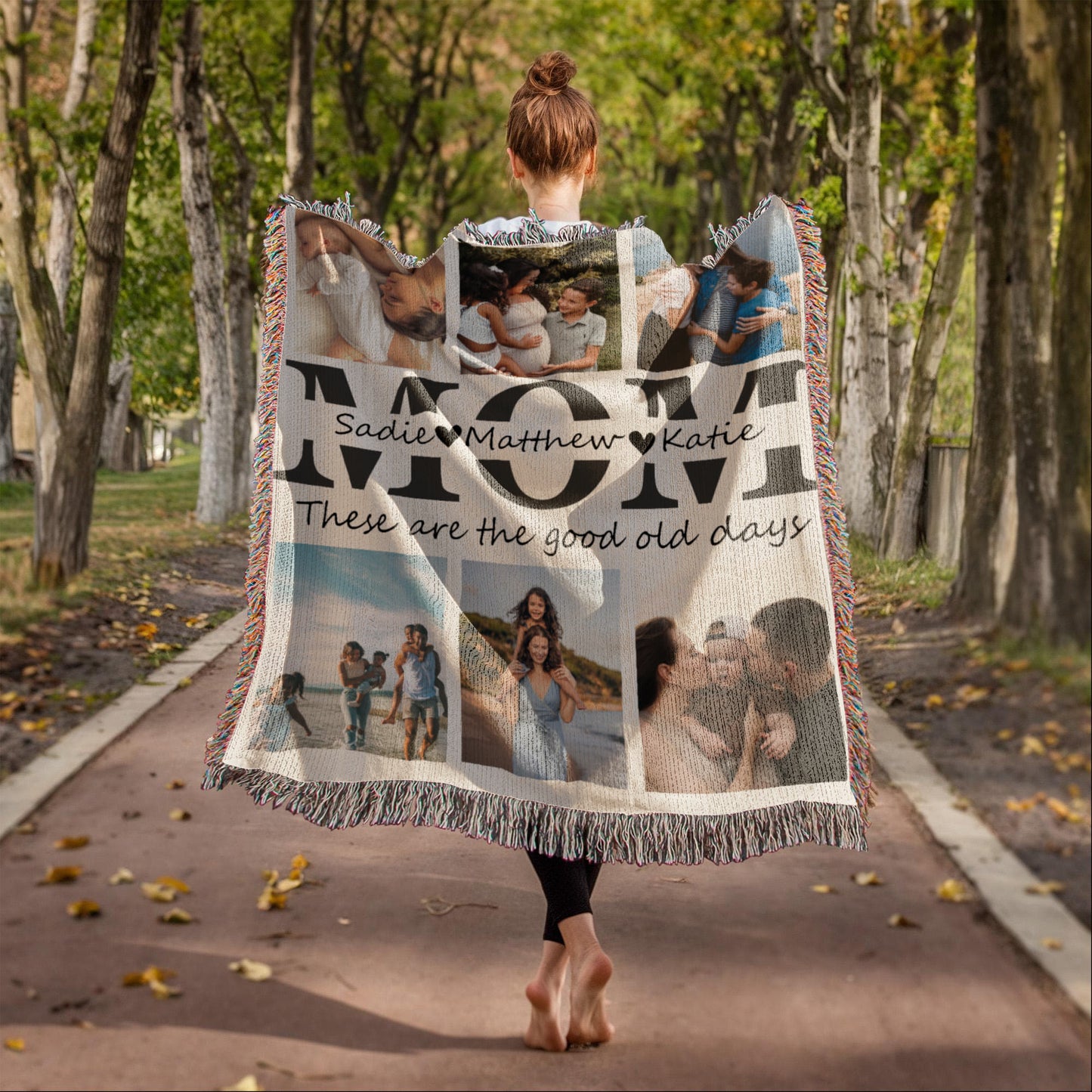 Custom Picture Collage Text Blanket Family Photo Memorial Throw Personalized Couple Mom Dad Grandma Daughter Birthday Christmas Keepsake