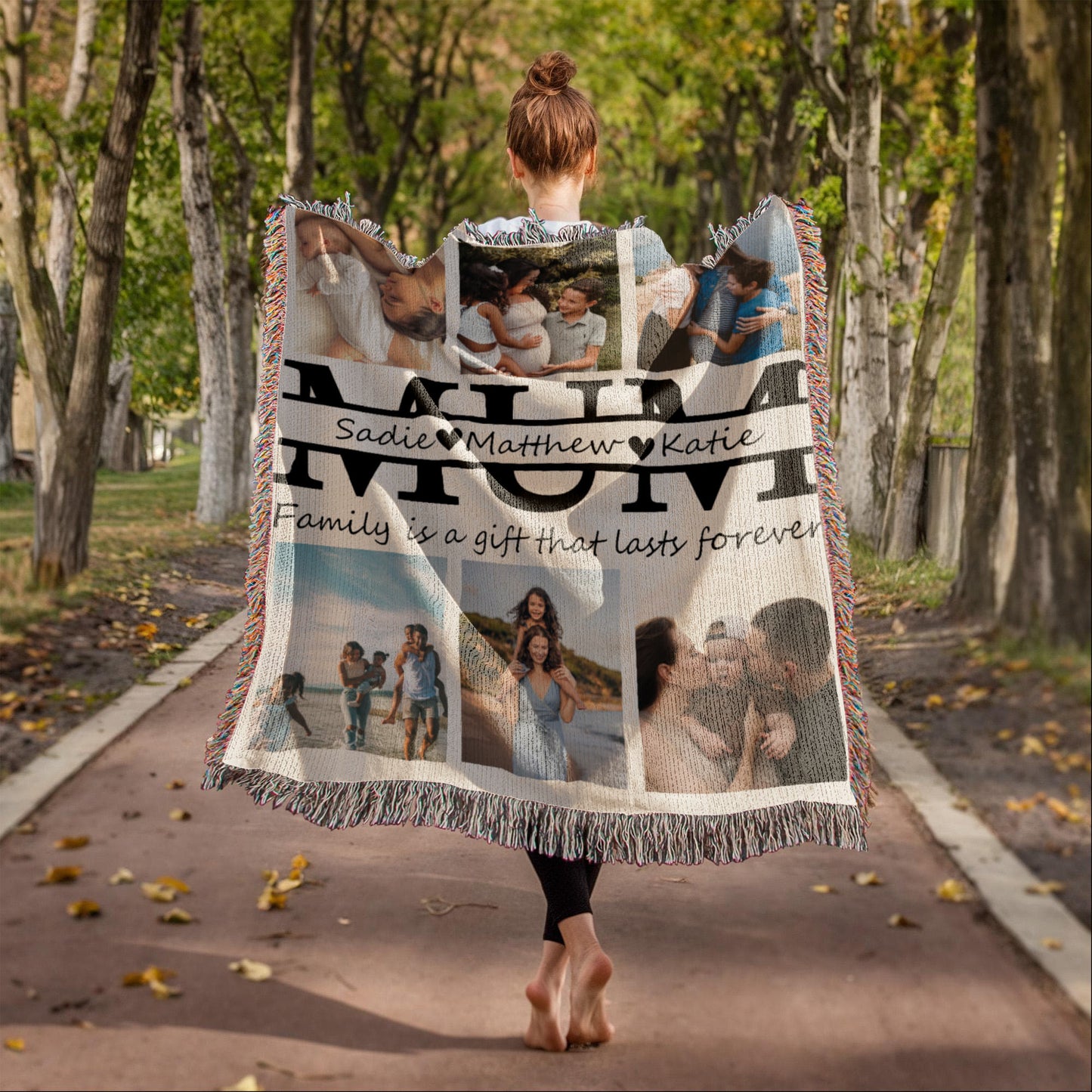 Custom Picture Collage Text Blanket, Family Photo Throw, Personalized Gift for Mom Mum Birthday Gift Christmas Keepsake