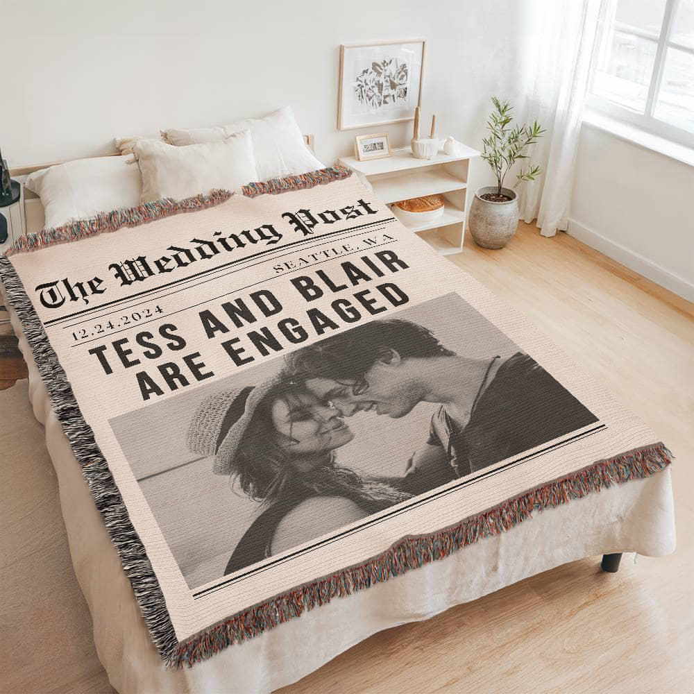 Custom Engagement Gift Personalized Blanket,Couples' Gift for her him, Engagement Gift for Couple Engaged Gifts Bridal Shower Gift