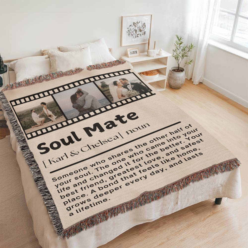 Personalised Couple Picture Collage Memorable Gift for Partner, Valentines Gift for Her Him, Soulmate definition, Wedding Gift for Him Her