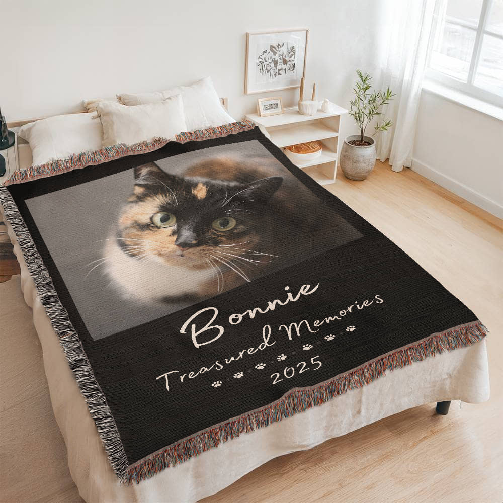 Unique Pet Keepsake Pet Memorial Photo Blanket, Personalized Home Decor Pet Memorial, Custom Gifts For Pets, Cat Mom Dog Mom Gift for Her