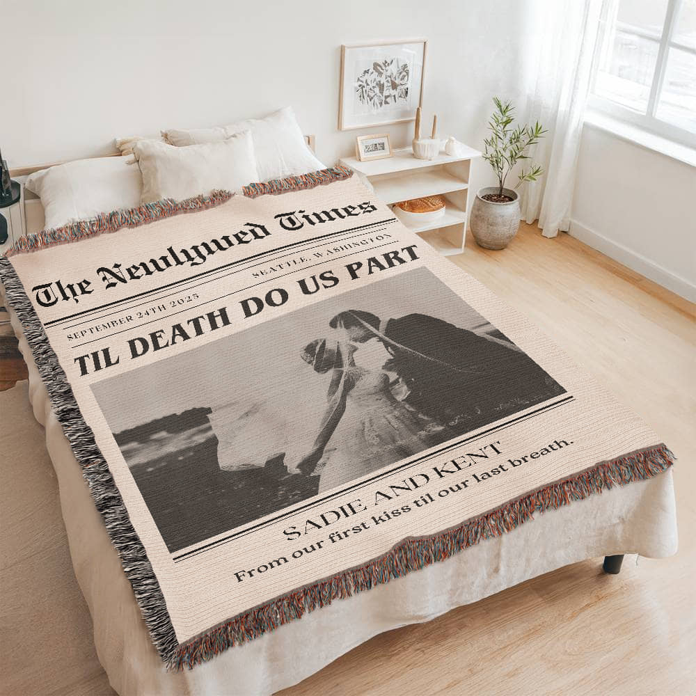 Newlywed Gift Personalized Decor Tapestry Woven, Newly Wed Gift, Personalised Gifts Throw Blanket Bride Gifts Husband Gift for Wife