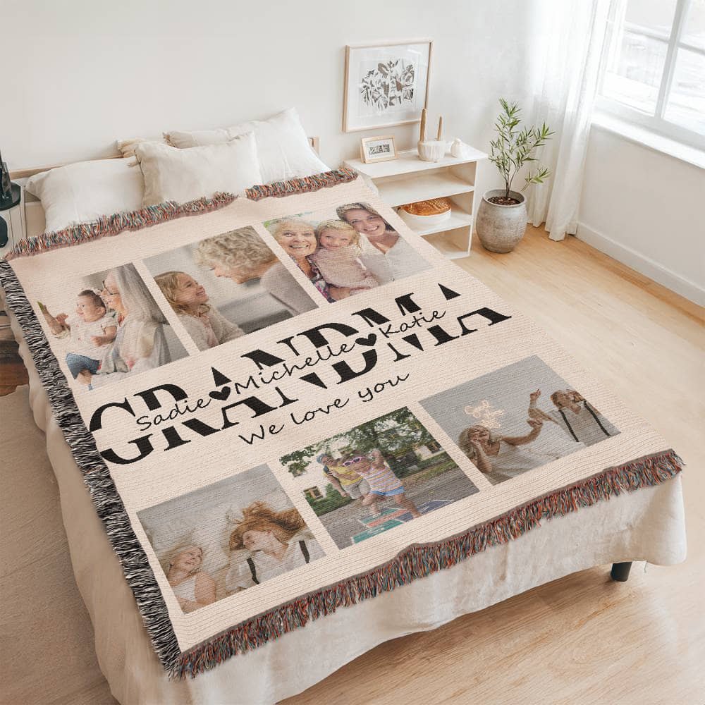 Personalized Nana or Grandma Gift Photo Blanket Birthday Gift for Grandma, Nana Gifts Mothers Day Gift, Mother's Day Gift for Nana Gift from Grandkids