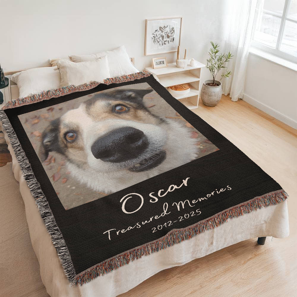 Personalized Pet Memorial Photo Blanket, Personalized Gifts for Pet Loss, Sympathy Gift for Dog, Dog Loss Gift, Cat Loss Gift, Pet Loss Gift