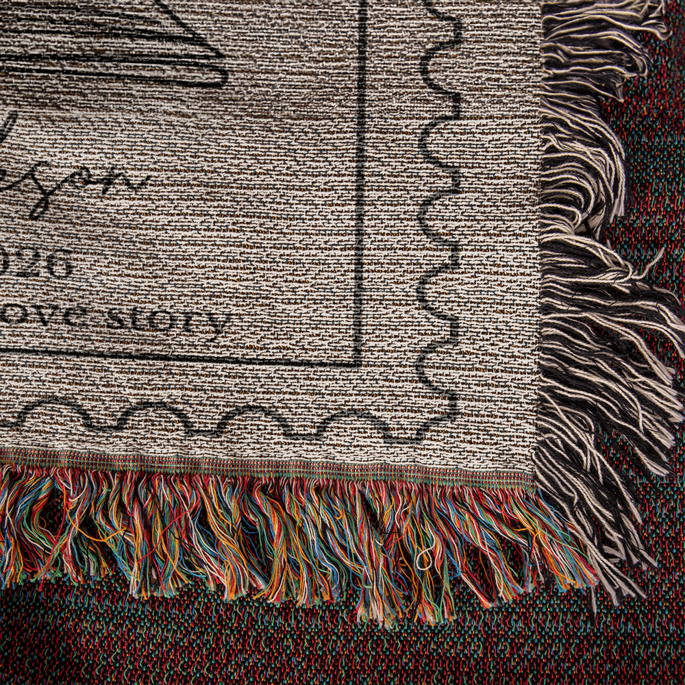 Personalized Throw Couples Blanket with Names Wedding Present Bridal Shower Gift for Newlyweds Cotton Anniversary Gift Engagement Gift