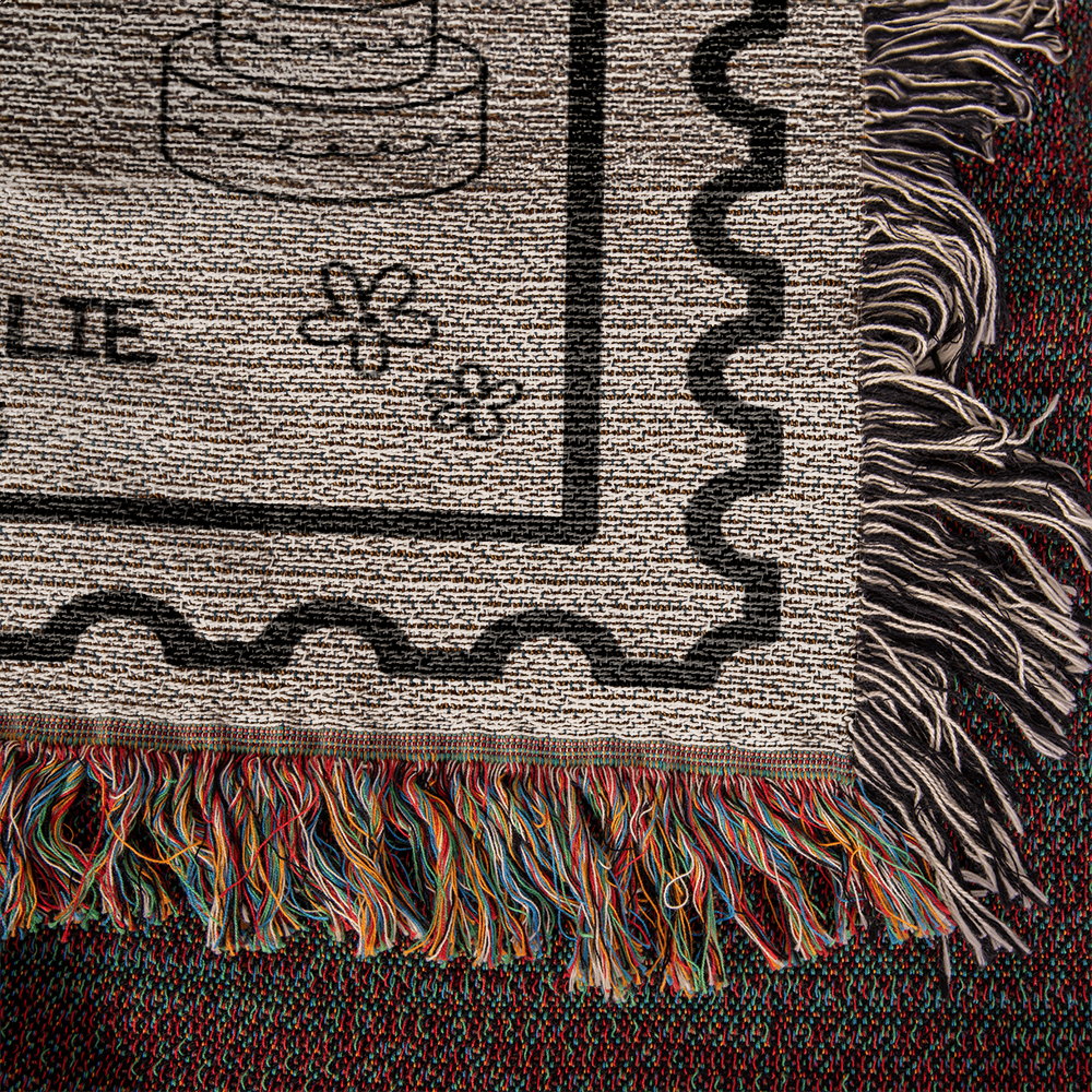 Personalized Wedding Blanket, Custom Names Wedding Gift Woven Throw, Hand Drawn Wedding Stamp Gift, Travel Gifts for Couple Keepsake, Wedding Souvenir