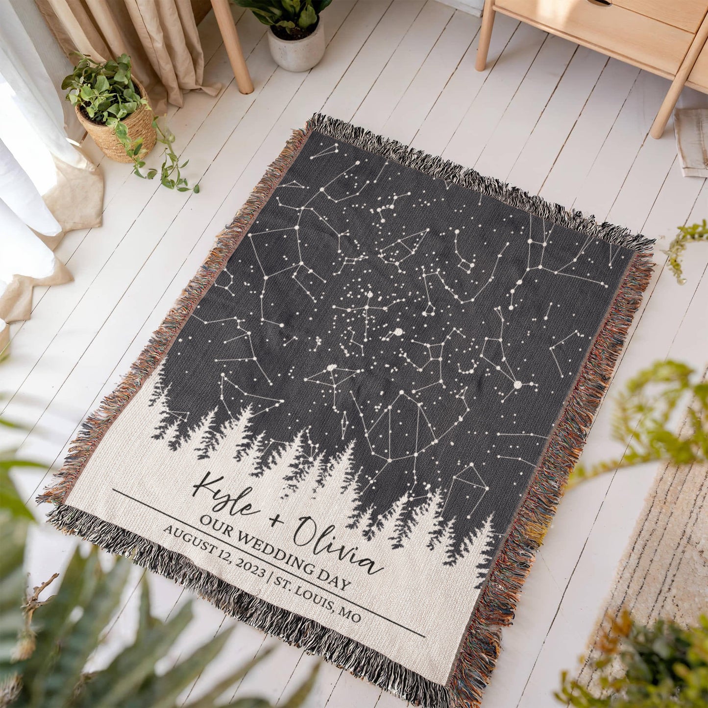 Personalized Star Map by Date Anniversary Blanket, Custom Couples Blanket, Wedding Anniversary Blanket Gift Wedding Blanket Couple Gift
