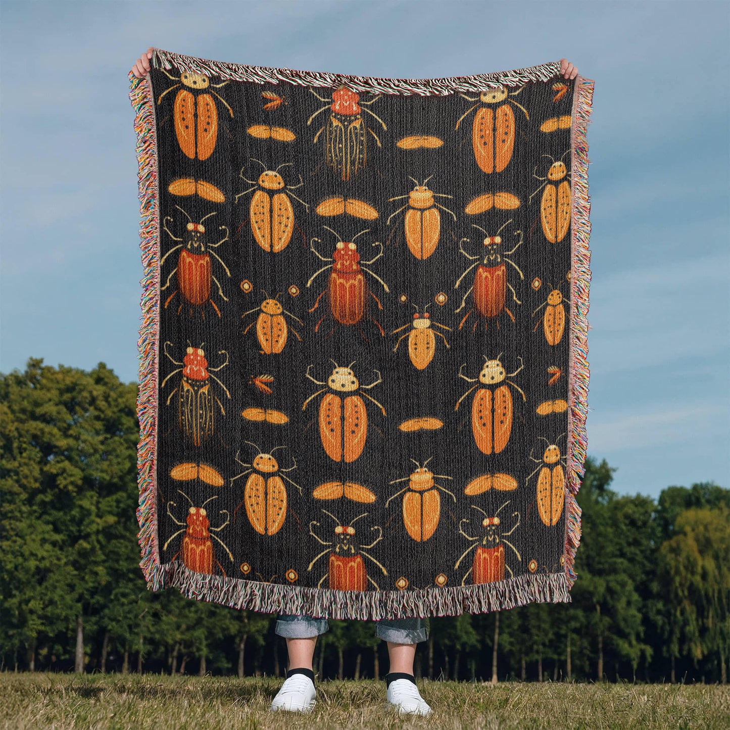 Woven Beetle Blanket | Woven Insect Throw Blanket | Bug Throw Blanket | Blanket Gift | Christmas Gift | Birthday Gift | Housewarming Gift