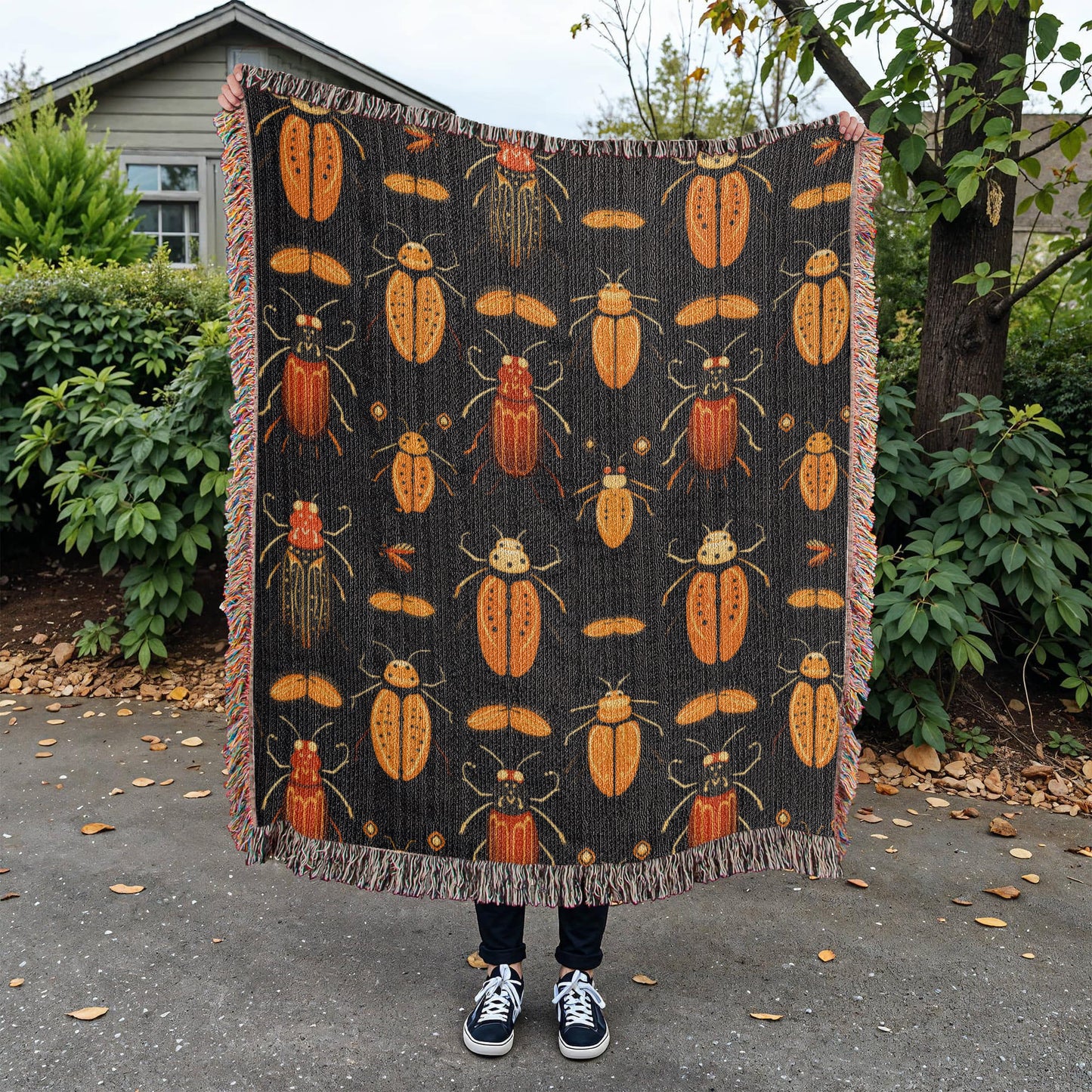 Woven Beetle Blanket | Woven Insect Throw Blanket | Bug Throw Blanket | Blanket Gift | Christmas Gift | Birthday Gift | Housewarming Gift