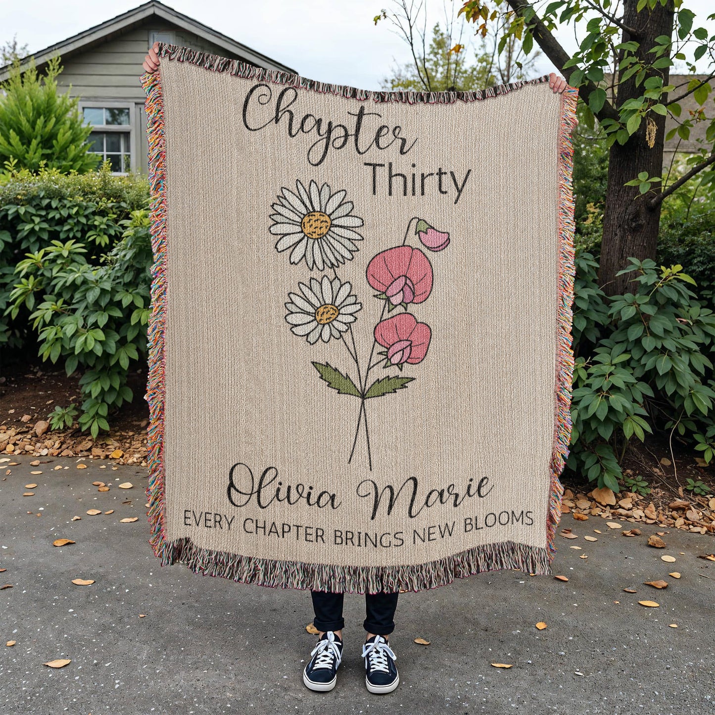 30th Birthday Gift for Her or Him, Chapter 30 Name Throws, Birth Month Flower Blanket, Personalized 30 Years Old Birthday for Daughter