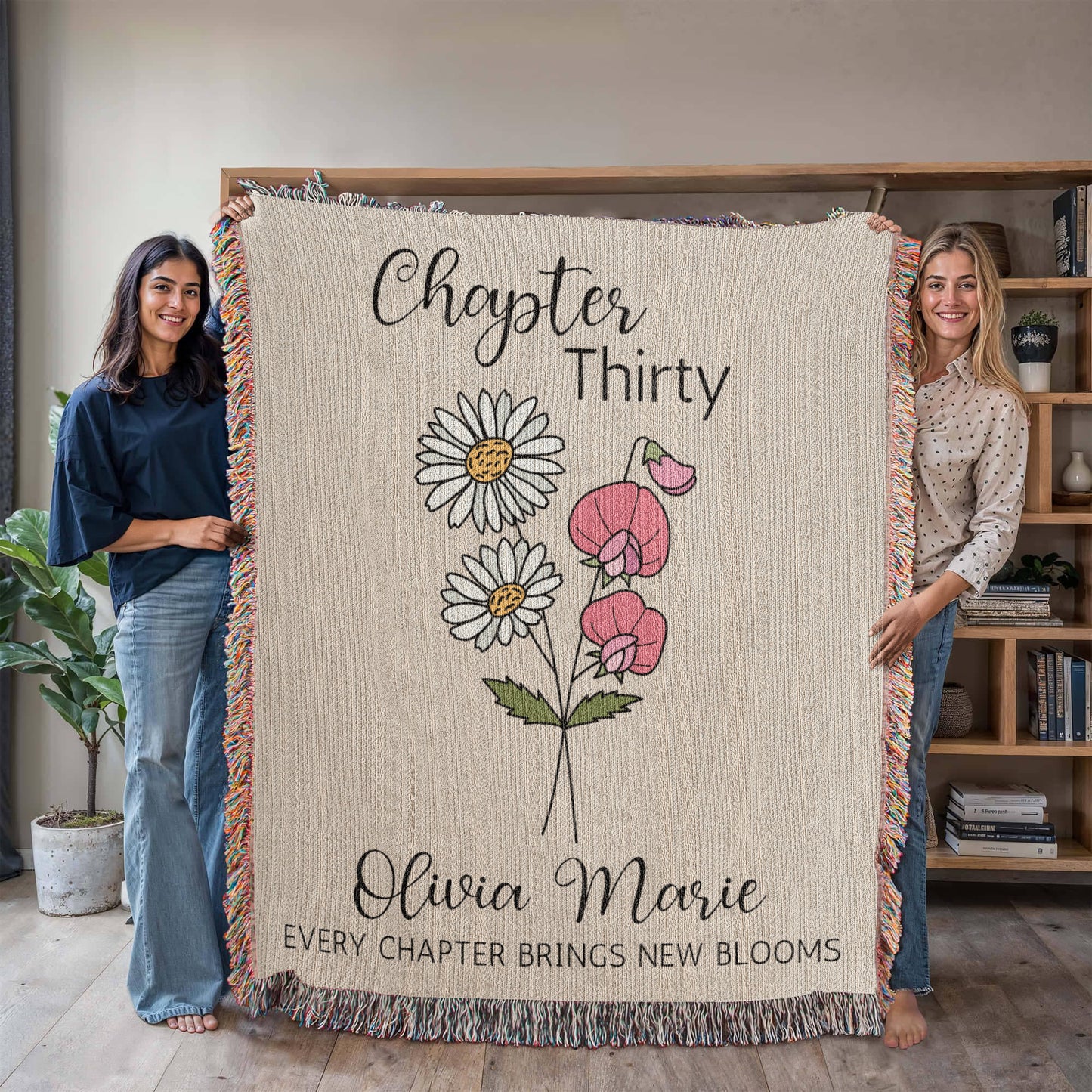 30th Birthday Gift for Her or Him, Chapter 30 Name Throws, Birth Month Flower Blanket, Personalized 30 Years Old Birthday for Daughter