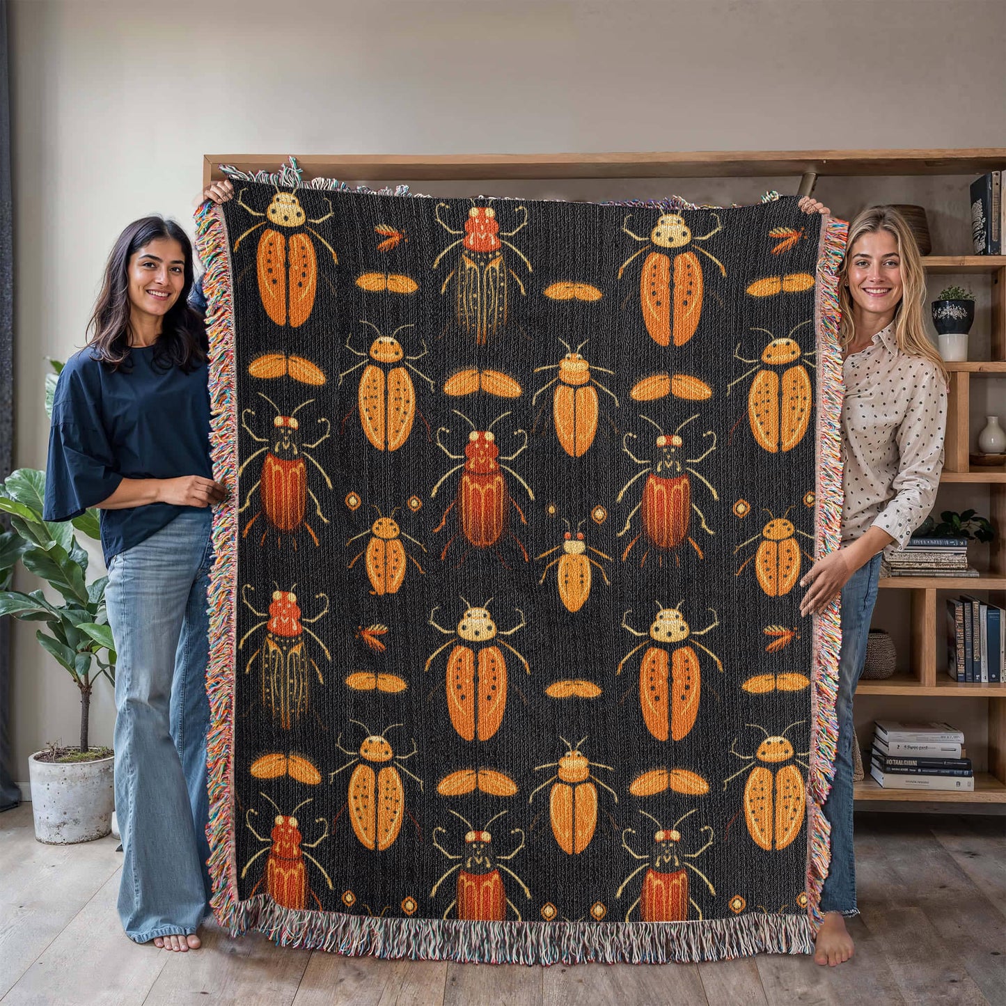 Woven Beetle Blanket | Woven Insect Throw Blanket | Bug Throw Blanket | Blanket Gift | Christmas Gift | Birthday Gift | Housewarming Gift