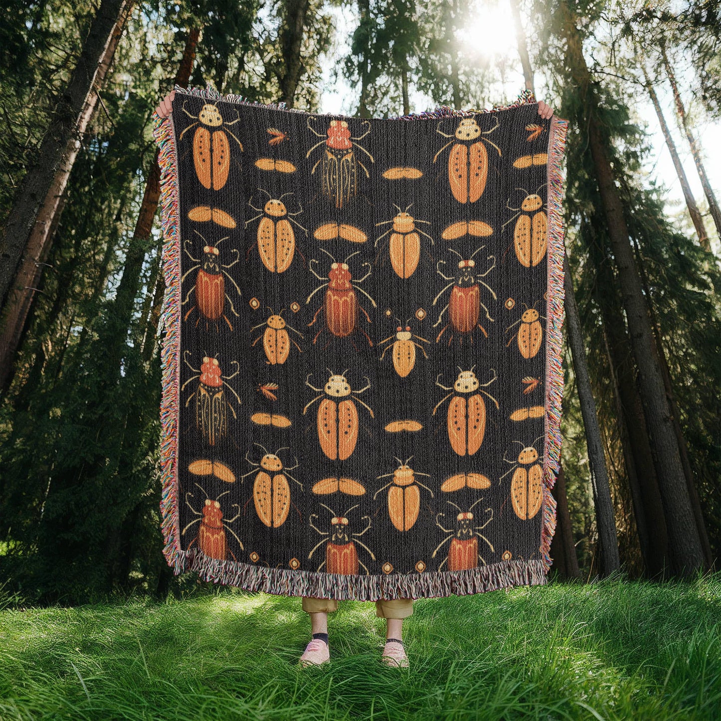 Woven Beetle Blanket | Woven Insect Throw Blanket | Bug Throw Blanket | Blanket Gift | Christmas Gift | Birthday Gift | Housewarming Gift