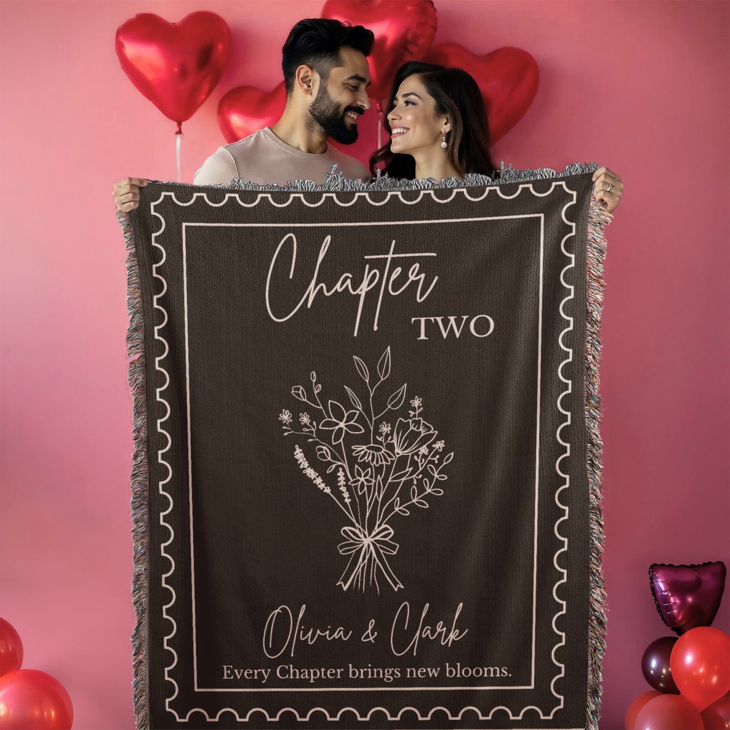 Personalized Cotton Anniversary Blanket: 2nd Wedding Anniversary Gift for Bookish Couple