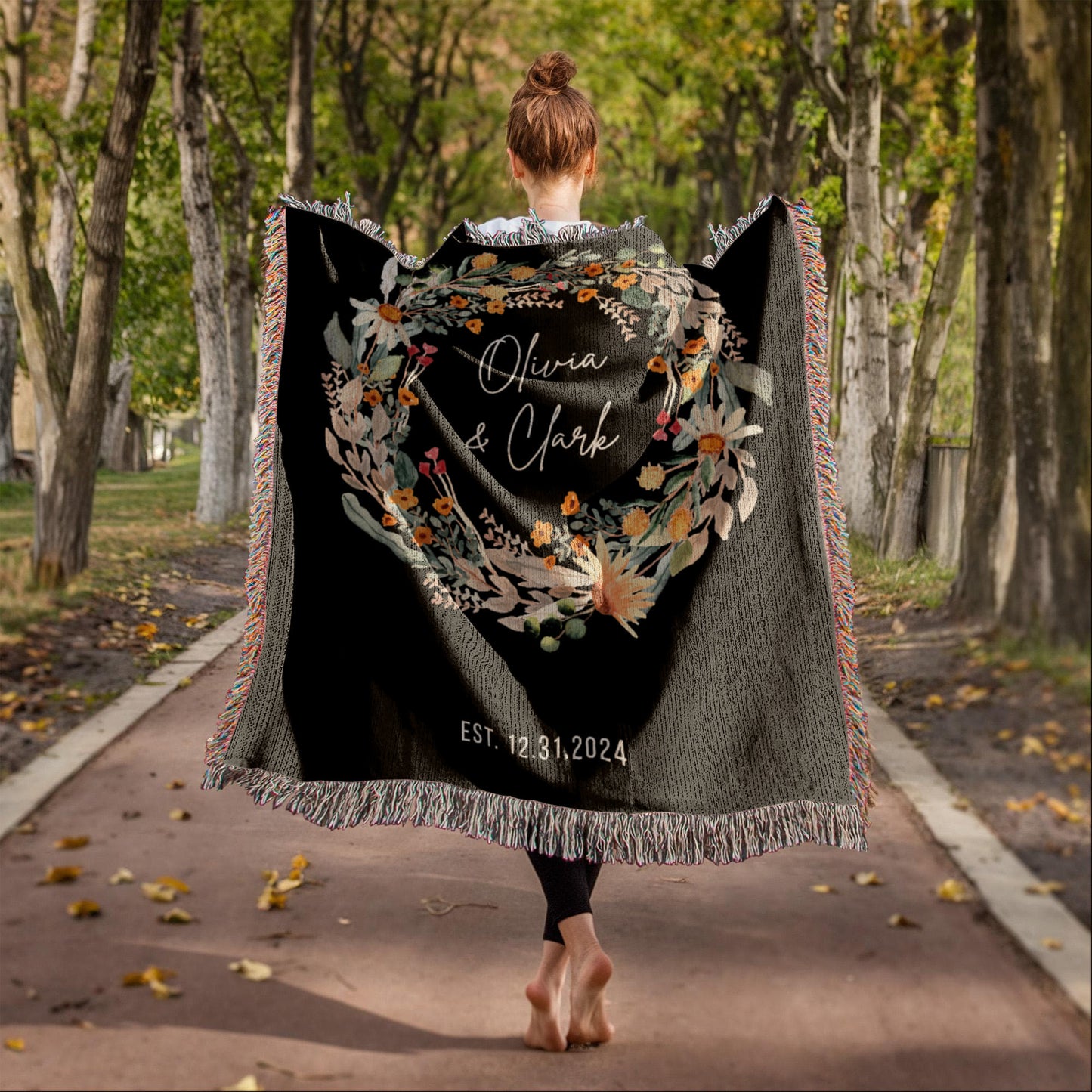 Custom Couples Blanket with Names & Date | Personalized Cotton Throw Wedding Gift, Christmas Anniversary Present, Engagement Keepsake