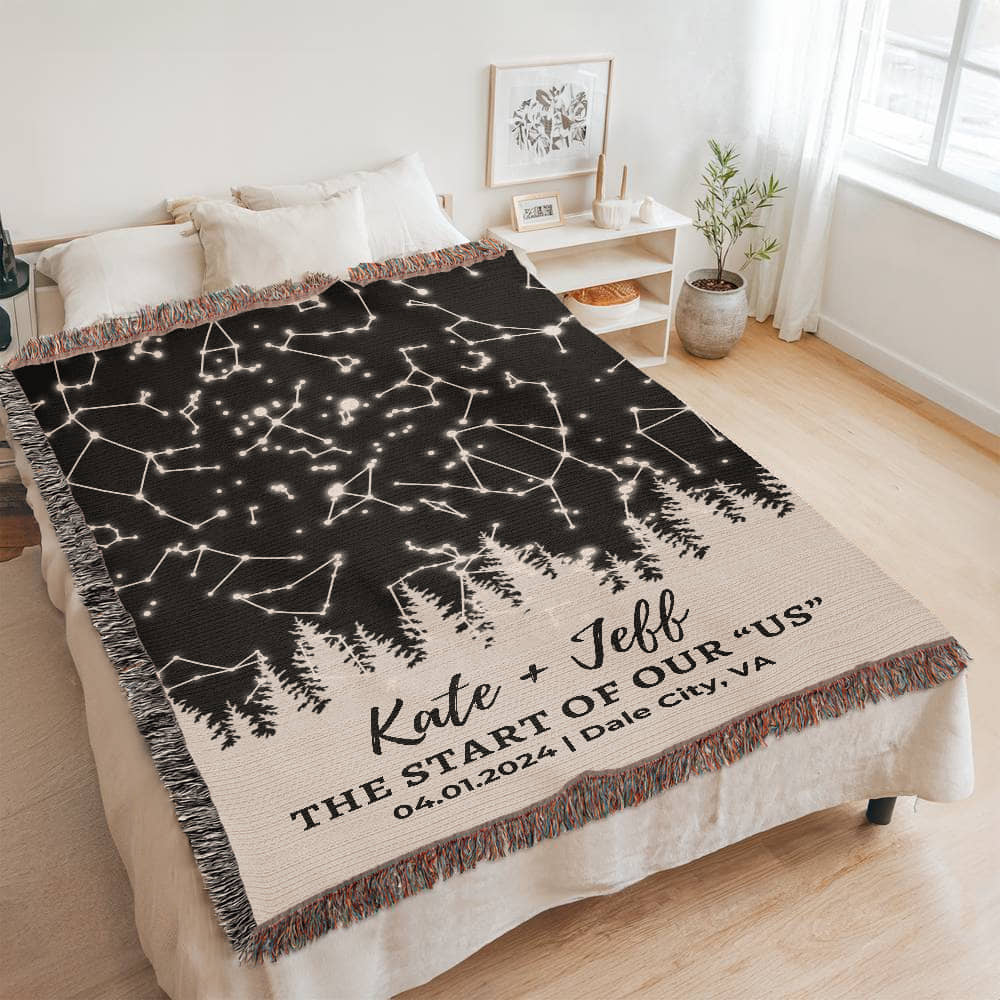 Custom Star Map By Date Cotton Wedding Anniversary Gift 2nd Wedding Anniversary Gift for Husband, 2 Year Anniversary Gift For Him Her