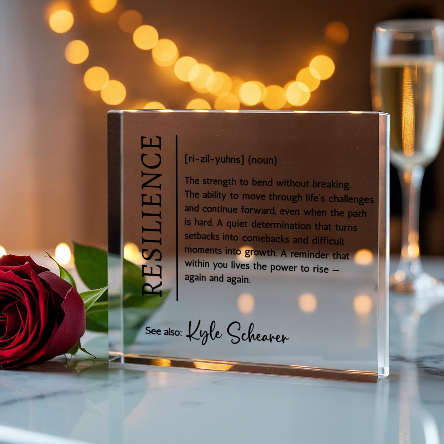 Resilience Gift Custom Name Acrylic Block