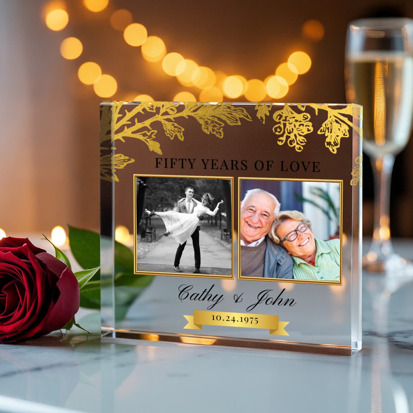 Personalized 50th Anniversary Gift, Gold Anniversary Gift, 50th Wedding Anniversary Keepsake Plaque, Gold 50th Anniversary Gift for Couple