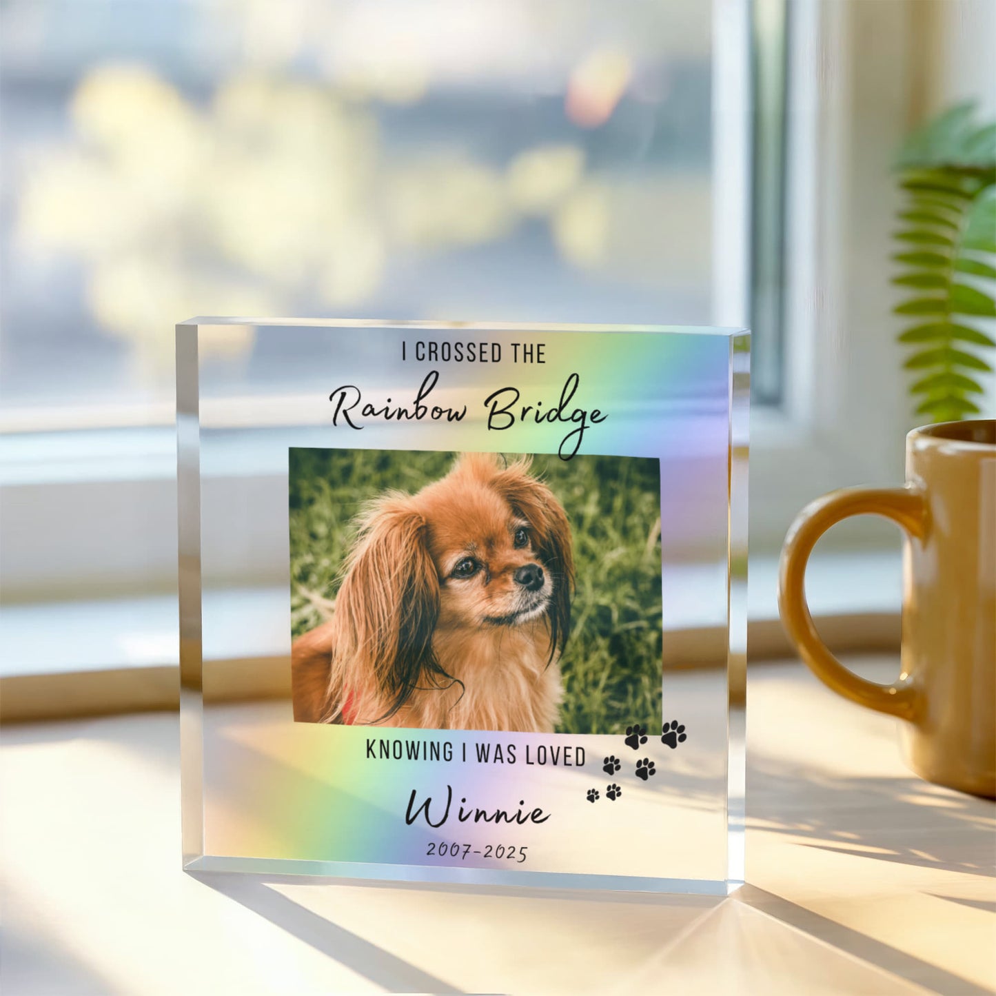 Rainbow Bridge Plaque, Pet Memorial Gift with Personalized Name, Dog / Cat/ Pet Remembrance