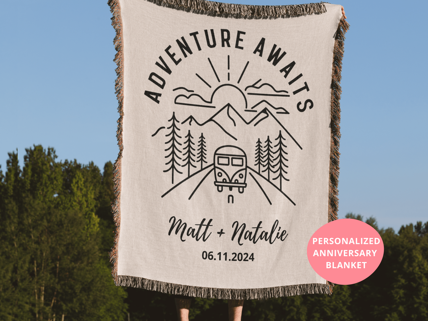 Personalized Wedding Gift for Couple Custom Name and Date Blanket