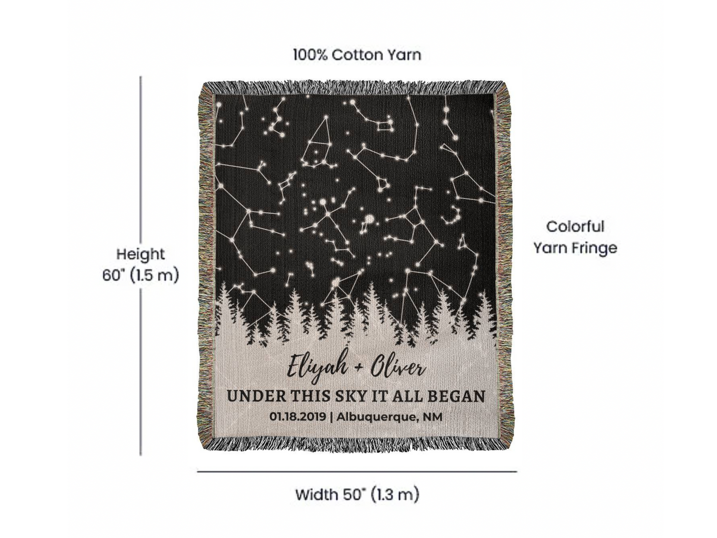 Cotton Anniversary Gift For Him Custom Star Map By Date  2 Year Anniversary Gift For Him, Personalize Second Anniversary Gift For Husband, 2Nd Anniversary Gift For Husband