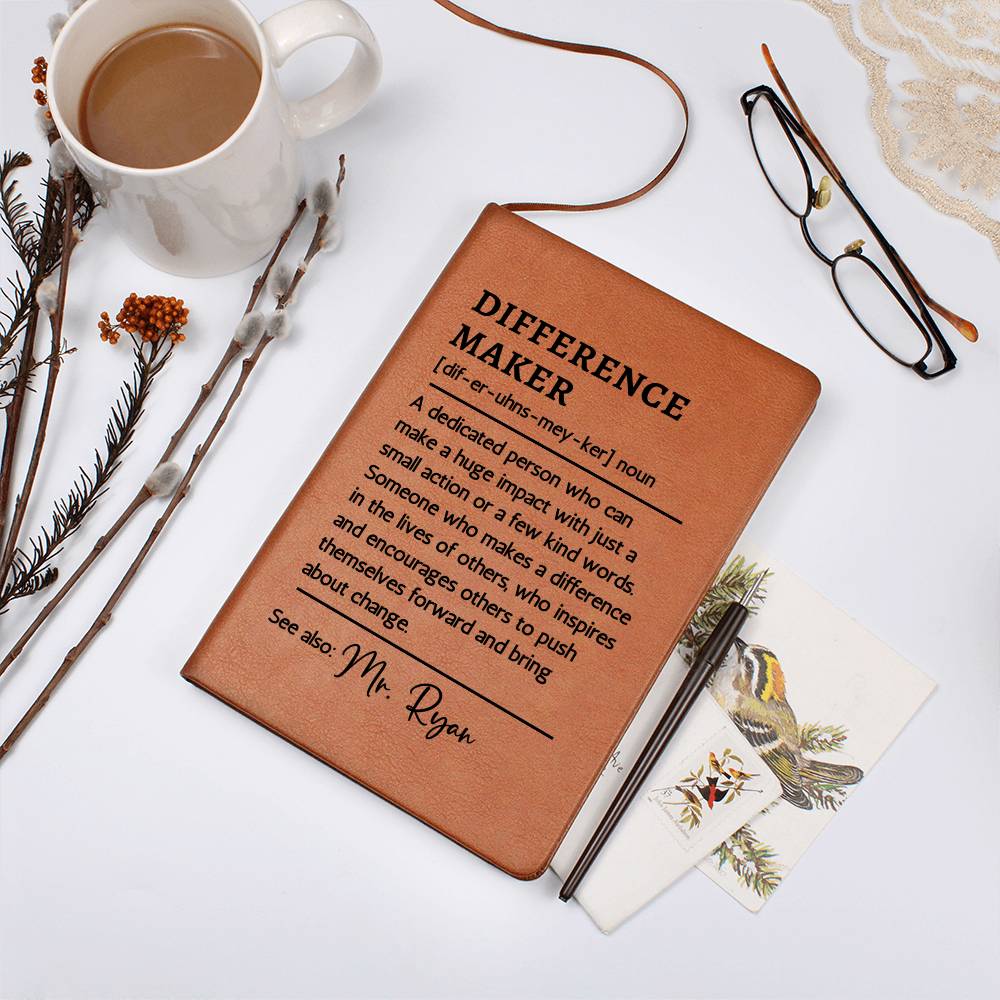 Difference Maker Definition Gift Customized Notebook, Thank You Gift for Him or Her Personalized Journal